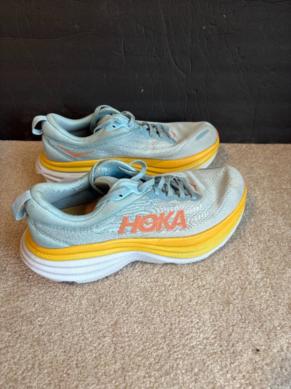 Hoka Bondi 8 Women's Running Shoes Size 10.5B Blue Yellow 1127952